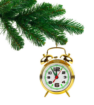 Christmas tree and clock