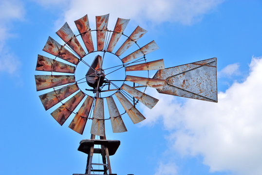Closeup of Blades on Vintage Windmill