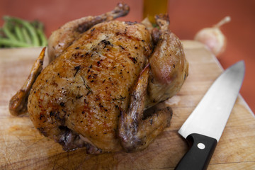 Roasted Chicken on Cutting Board