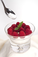 Cup Of Fresh Raspberries Dessert