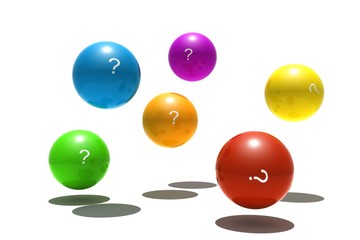 isolated spheres with question-mark symbol - 3d render