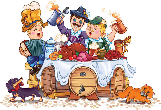 a humorous vector drawing of Oktoberfest festival