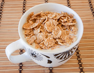 Breakfast bowl of cereal and milk