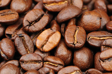 Fragrant fried coffee beans