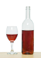 Wine bottle and goblet
