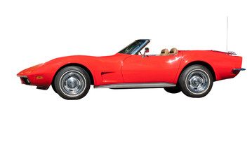 Retro car isolated on white