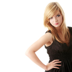 Girl in black elegant dress