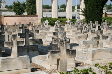 Croci del Cimitero militare Polacco a Casamassima in provincia di Bari, Puglia. Sud Italia