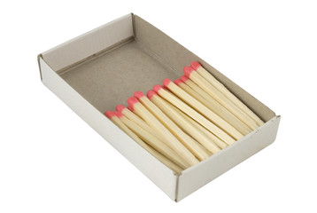 red headed matches in box isolated on white background