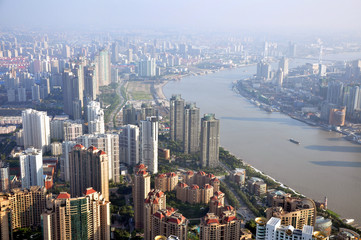 Naklejka premium Le fleuve Huangpu à Shanghai