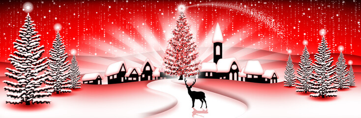 Fototapeta premium Paesaggio Natale-Christmas Landscape-Paysage Noël-Banner