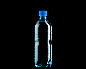 bottle of water isolated on black