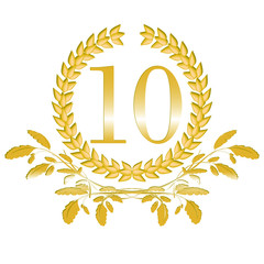 10-Lorbeerkranz mit Eichenblatt Dekor