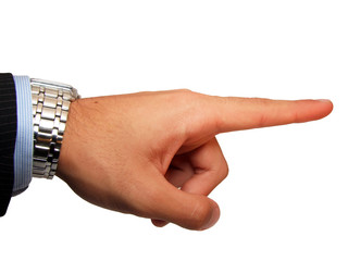 Businessman's hand pointing finger