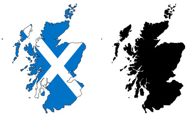 vector  map and flag of Scotland