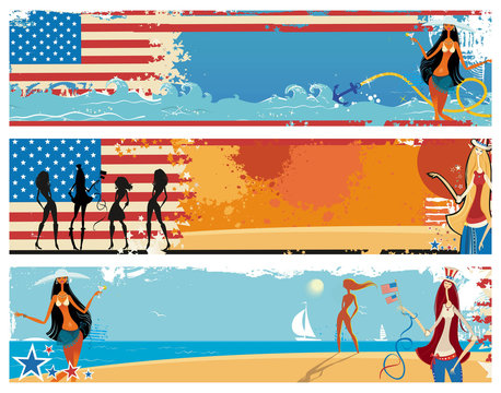 American patriotic vacation banners.