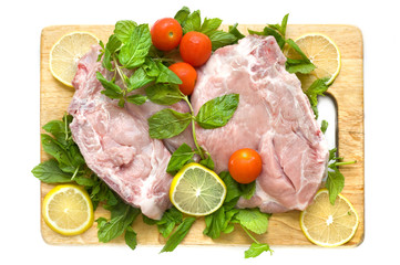 meat on wooden board