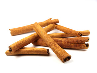 cinnamon on white background