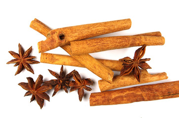 cinnamon on white background