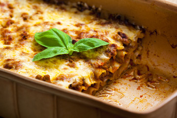 lasagne with tomato sauce and minced meat