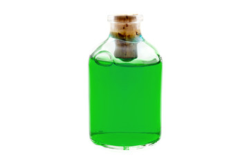 Green liquid in the bottle