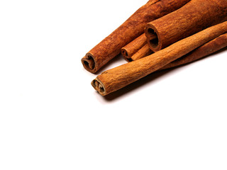 cinnamon on white background