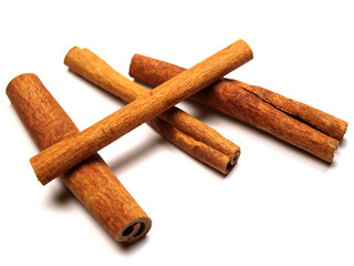 cinnamon on white background