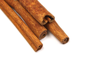 cinnamon on white background