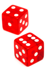red and transparent dice