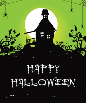 hanted house surrounded by pumpkin fields