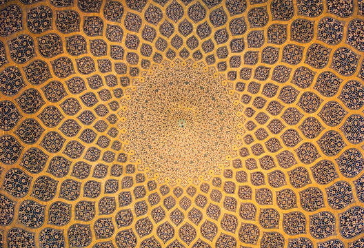 Dome of the mosque, oriental ornaments from Isfahan, Iran