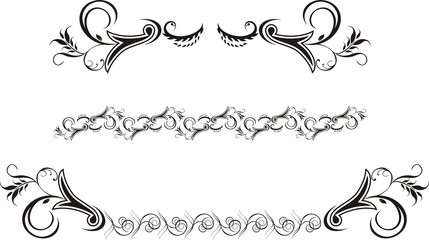 Three decorative ornaments for frame. Vector