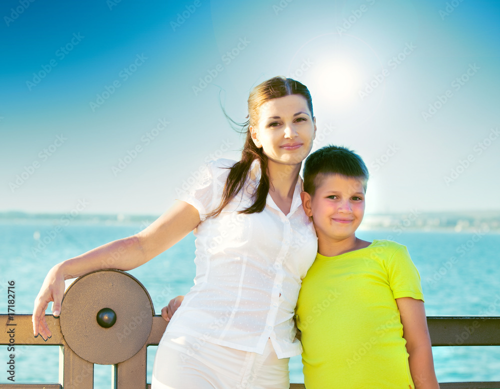 Wall mural mother with young son