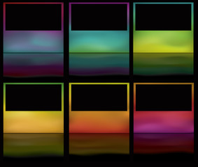 Glowing gradient mesh frames with reflections