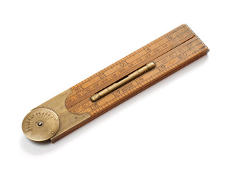 Antique carpenter's boxwood folding rule of 19th century