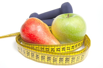 Healthy life concept - nutrition and exercising
