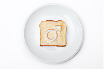 Toastbrot mit männlichem Symbol in der Mitte