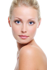 Face of beautiful caucasian blonde woman