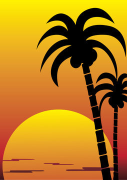 tropical island view vector