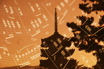 楽譜と寺院