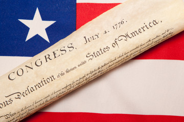 Fototapeta premium Flagge der USA mit Unabhängigkeitserklärung