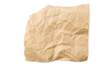 Fototapeta na wymiar Piece of Crushed Brown Paper