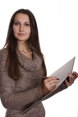 woman and notepad