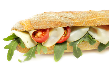 Baguette mit Käse und Tomaten