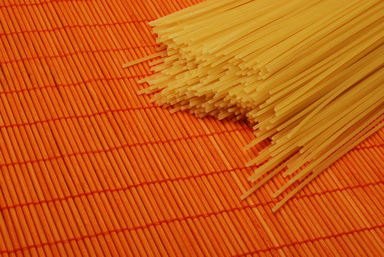 pasta over bamboo mat
