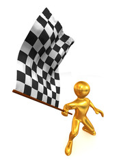Men with checkered flag