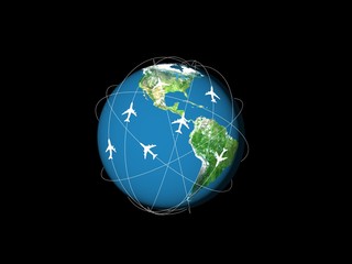 global world travel on black