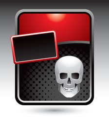 Skull on red stylized advertisement