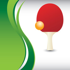 Table tennis on vertical green wave background