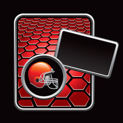 Football helmet on red hexagon template